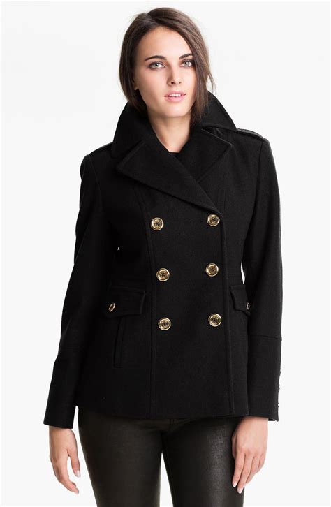 michael kors women's double breasted wool peacoat|Michael Kors double breasted peacoat.